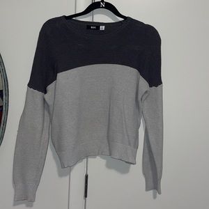 Gray color block sweater